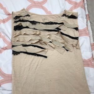 Tan ruffled T-shirt